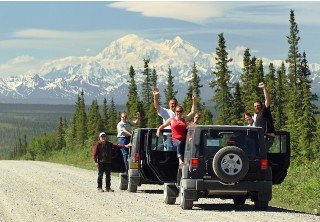 Photo of happy passengers stopping to enjoy the views